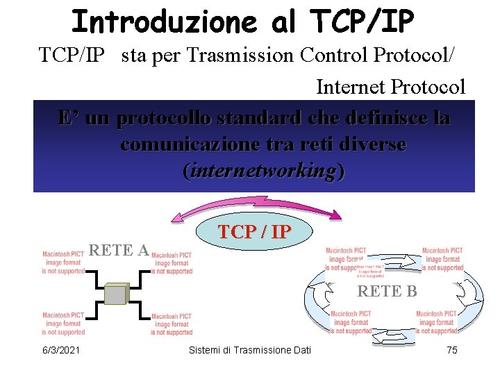 Introduzione al TCP/IP sta per Trasmission Control Protocol/ Internet Protocol E’ un protocollo standard