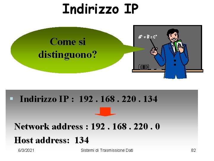 Indirizzo IP Come si distinguono? § Indirizzo IP : 192. 168. 220. 134 Network