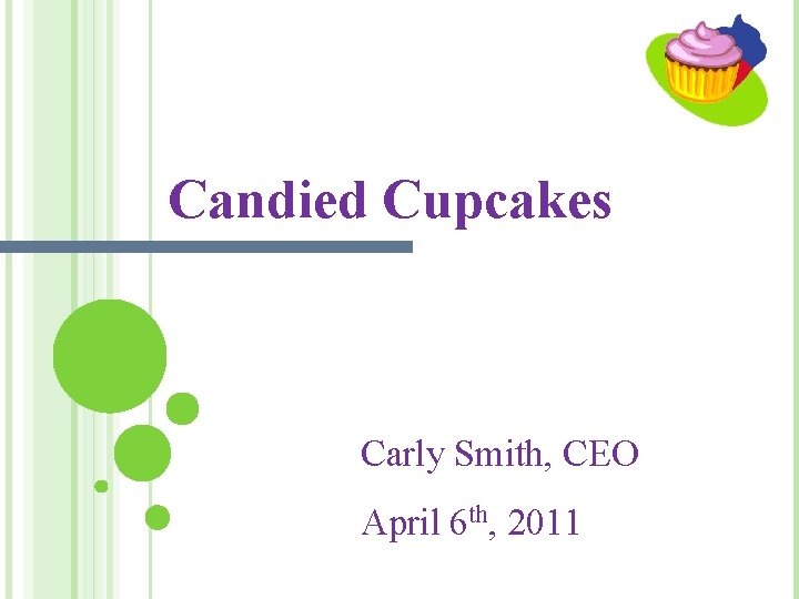 Candied Cupcakes Carly Smith, CEO April 6 th, 2011 Candied Cupcakes Carly Smith, CEO April 6 th, 2011