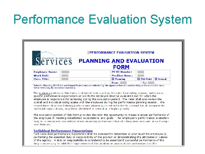 Performance Evaluation System 