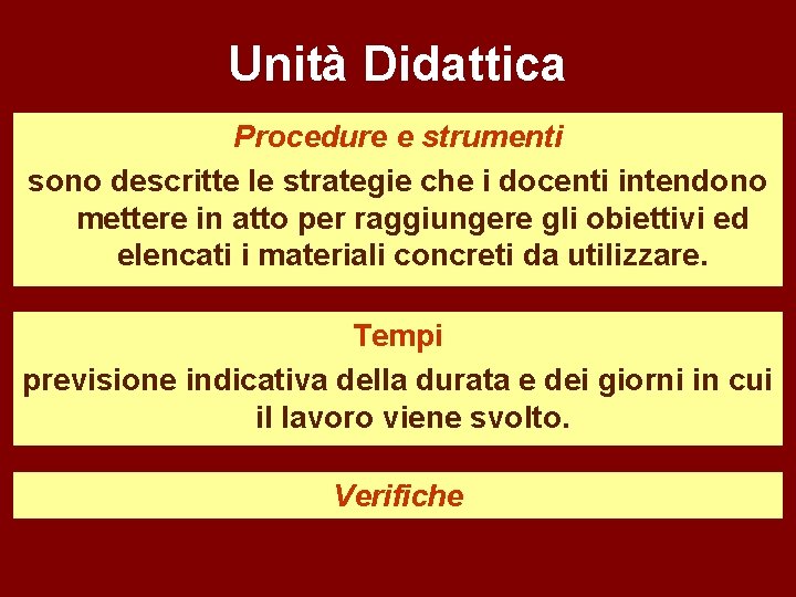 Unità Didattica Procedure e strumenti sono descritte le strategie che i docenti intendono mettere