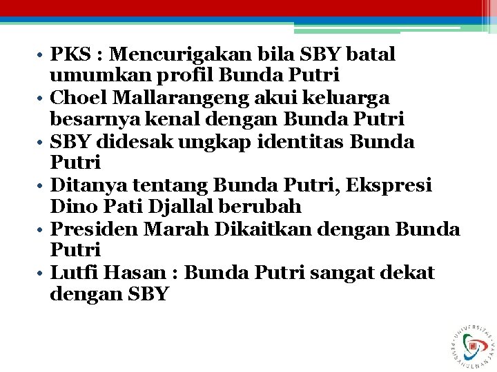  • PKS : Mencurigakan bila SBY batal umumkan profil Bunda Putri • Choel