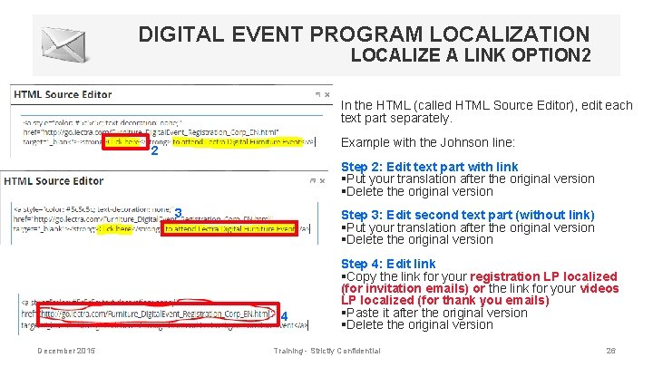 DIGITAL EVENT PROGRAM LOCALIZATION LOCALIZE A LINK OPTION 2 In the HTML (called HTML