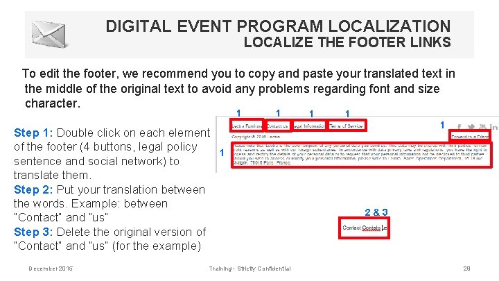 DIGITAL EVENT PROGRAM LOCALIZATION LOCALIZE THE FOOTER LINKS To edit the footer, we recommend