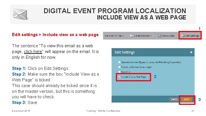 DIGITAL EVENT PROGRAM LOCALIZATION INCLUDE VIEW AS A WEB PAGE 1 Edit settings >