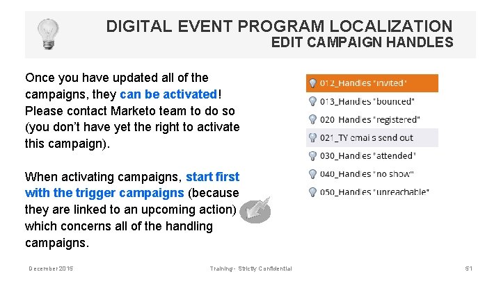 DIGITAL EVENT PROGRAM LOCALIZATION EDIT CAMPAIGN HANDLES Once you have updated all of the