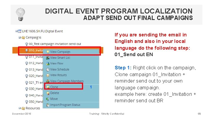 DIGITAL EVENT PROGRAM LOCALIZATION ADAPT SEND OUT FINAL CAMPAIGNS If you are sending the