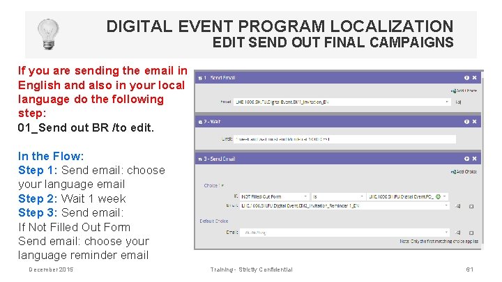 DIGITAL EVENT PROGRAM LOCALIZATION EDIT SEND OUT FINAL CAMPAIGNS If you are sending the