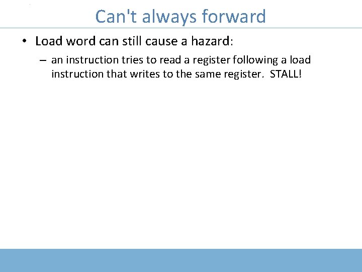 411: Computer Organization Can't always. COMP forward • Load word can still cause a