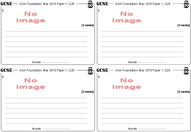 AQA Foundation: May 2018 Paper 1, Q 29 1 1 [3 marks] Answer 