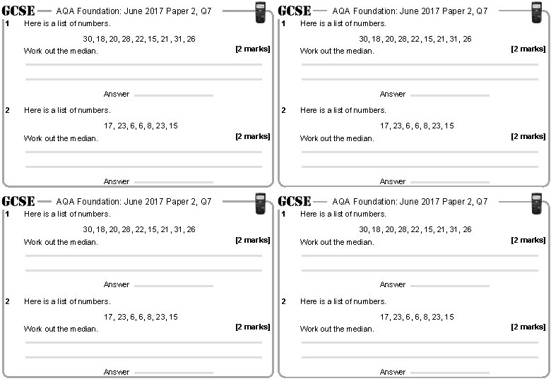 AQA Foundation: June 2017 Paper 2, Q 7 1 AQA Foundation: June 2017 Paper