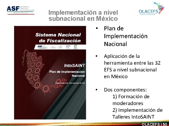 Implementación a nivel subnacional en México • Plan de Implementación Nacional • Aplicación de