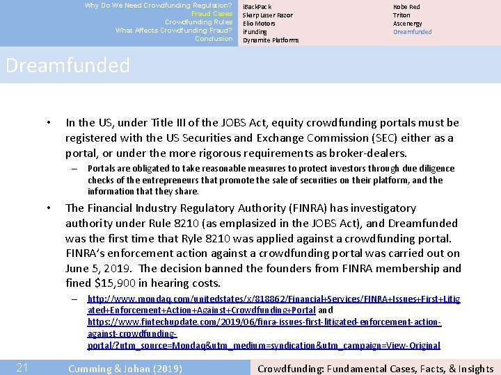 Why Do We Need Crowdfunding Regulation? Fraud Cases Crowdfunding Rules What Affects Crowdfunding Fraud?