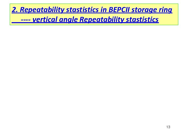 2. Repeatability stastistics in BEPCII storage ring ---- vertical angle Repeatability stastistics 13 