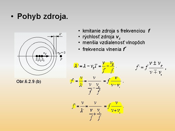  • Pohyb zdroja. • • Obr. 6. 2. 9 (b) kmitanie zdroja s