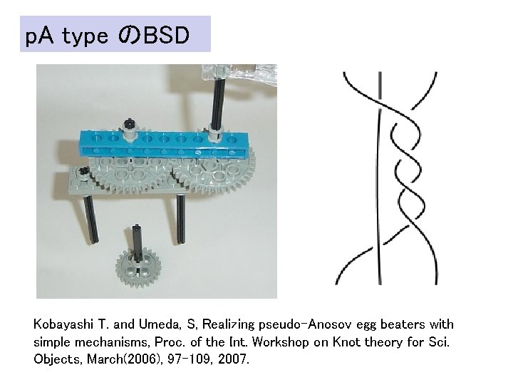 p. A type のBSD Kobayashi T. and Umeda, S, Realizing pseudo-Anosov egg beaters with