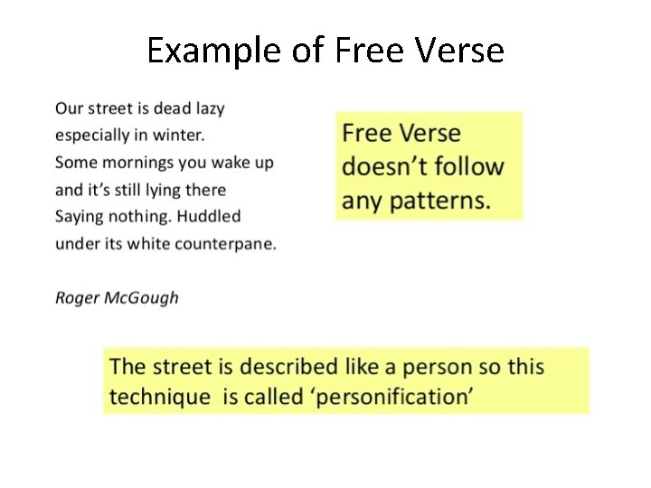 Example of Free Verse 