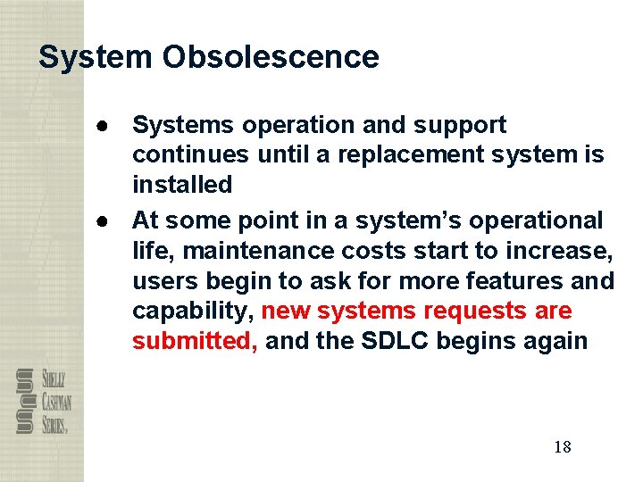 System Obsolescence ● Systems operation and support continues until a replacement system is installed