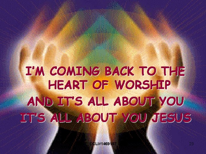 I’M COMING BACK TO THE HEART OF WORSHIP AND IT’S ALL ABOUT YOU JESUS