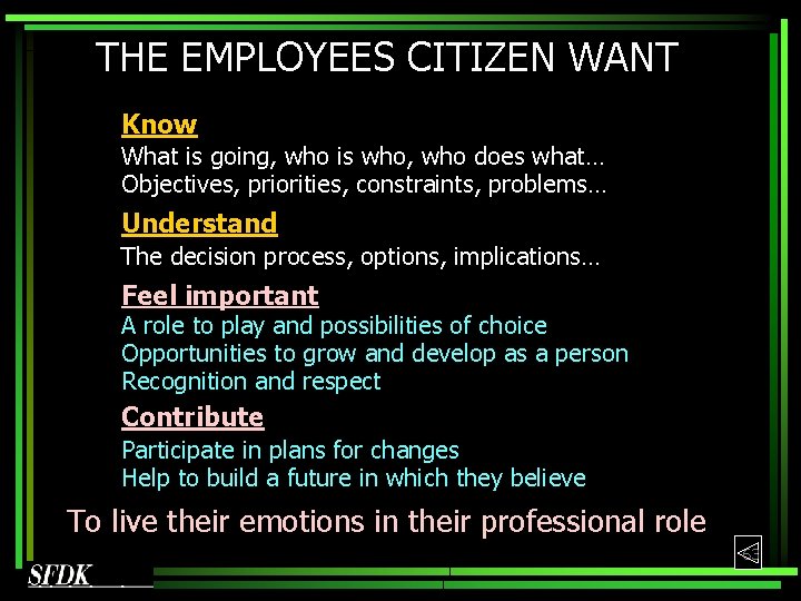 THE EMPLOYEES CITIZEN WANT Know What is going, who is who, who does what… THE EMPLOYEES CITIZEN WANT Know What is going, who is who, who does what…