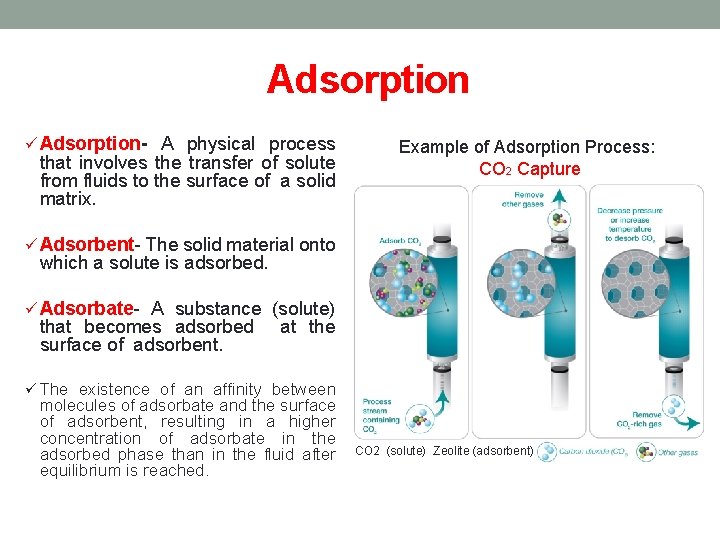 Adsorption ü Adsorption- A physical process that involves the transfer of solute from fluids