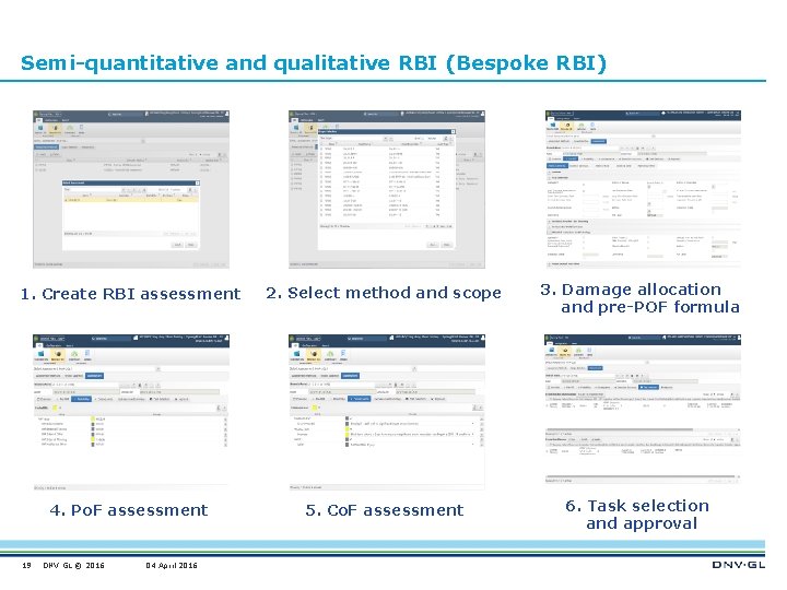 Semi-quantitative and qualitative RBI (Bespoke RBI) 1. Create RBI assessment 2. Select method and