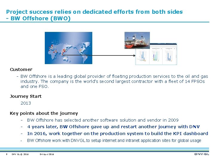 Project success relies on dedicated efforts from both sides - BW Offshore (BWO) Customer