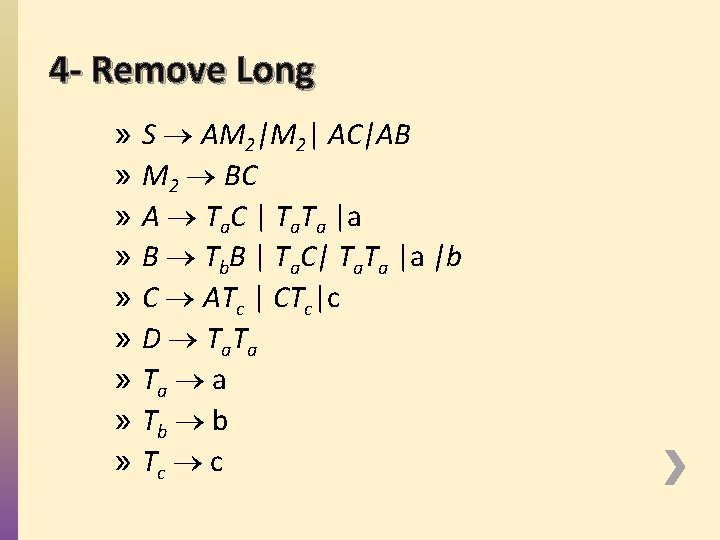 4 - Remove Long » » » » » S AM 2| AC|AB M