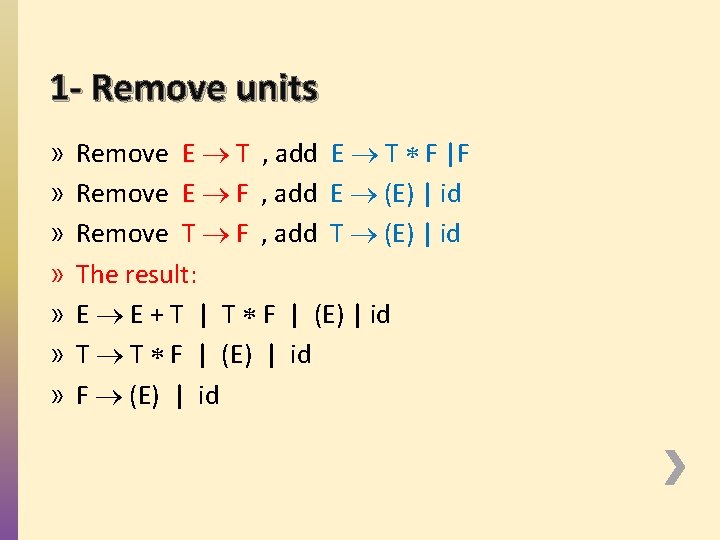 1 - Remove units » » » » Remove E T , add E