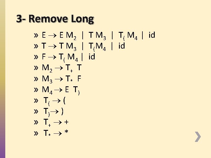 3 - Remove Long » » » » » E E M 2 |