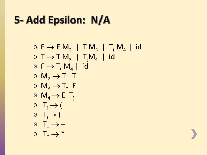 5 - Add Epsilon: N/A » » » » » E E M 2