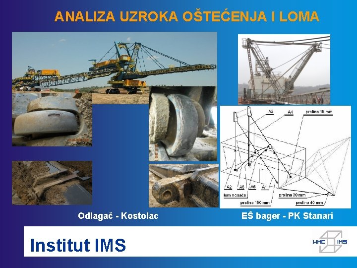 ANALIZA UZROKA OŠTEĆENJA I LOMA Odlagač - Kostolac Institut IMS EŠ bager - PK