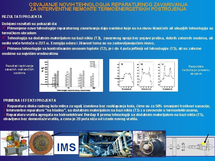 OSVAJANJE NOVIH TEHNOLOGIJA REPARATURNOG ZAVARIVANJA ZA INTERVENTNE REMONTE TERMOENERGETSKIH POSTROJENJA REZULTATI PROJEKTA Dobijeni rezultati
