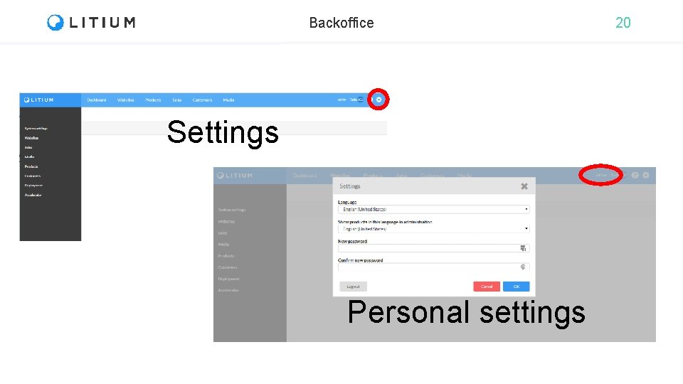 Backoffice Settings Personal settings 20 