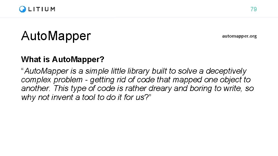 79 Auto. Mapper automapper. org What is Auto. Mapper? “Auto. Mapper is a simple