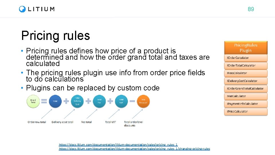 89 Pricing rules • Pricing rules defines how price of a product is determined