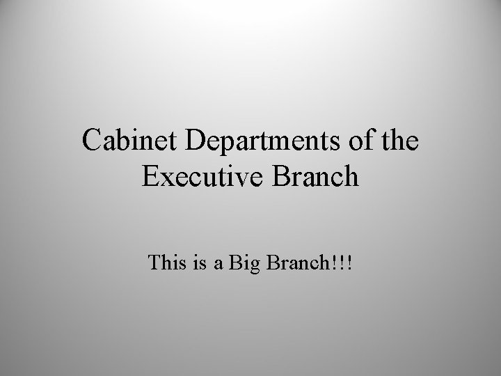 Cabinet Departments of the Executive Branch This is a Big Branch!!! 