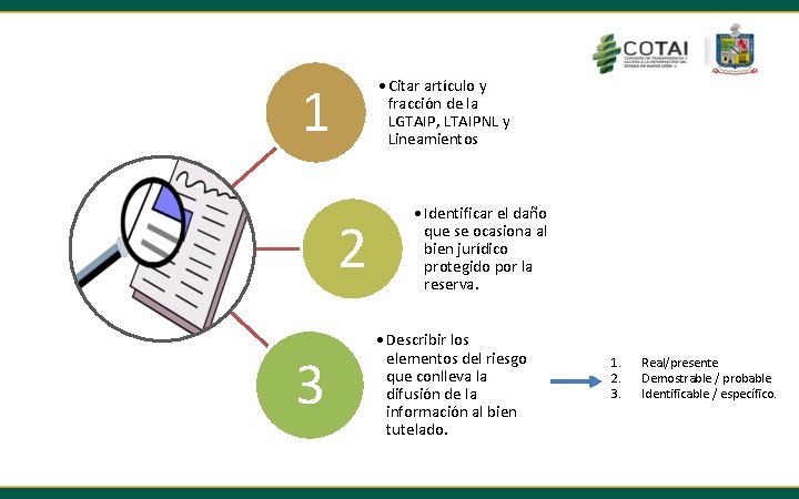 1 • Citar artículo y fracción de la LGTAIP, LTAIPNL y Lineamientos 2 3