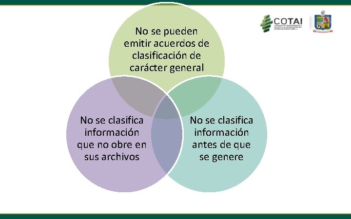 No se pueden emitir acuerdos de clasificación de carácter general No se clasifica información