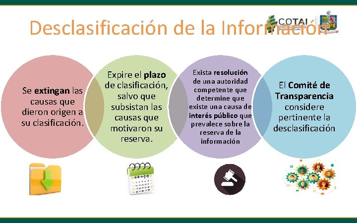 Desclasificación de la Información Se extingan las causas que dieron origen a su clasificación.