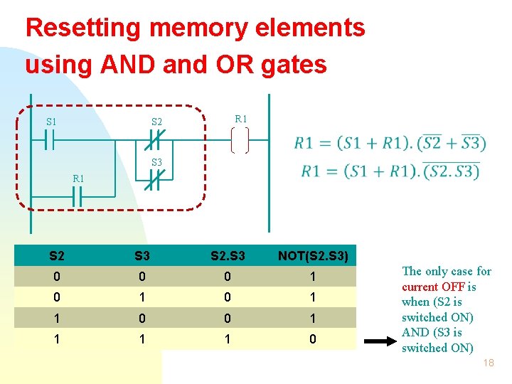 Resetting memory elements using AND and OR gates R 1 S 2 S 1