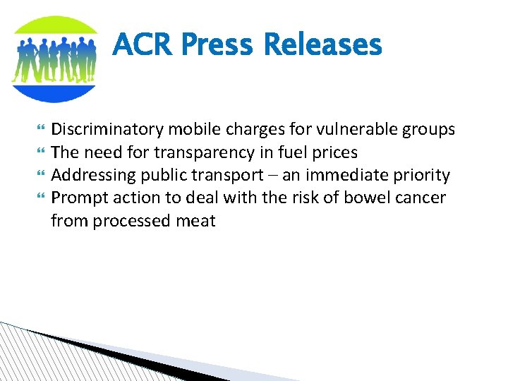 ACR Press Releases Discriminatory mobile charges for vulnerable groups The need for transparency in