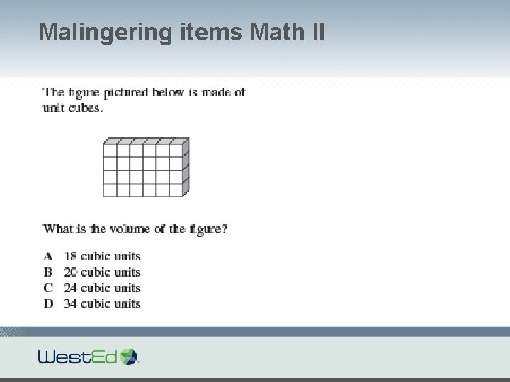 Malingering items Math II 