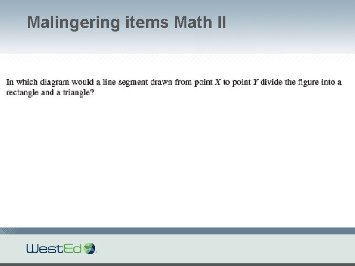 Malingering items Math II 