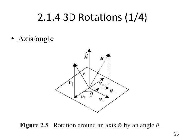 2. 1. 4 3 D Rotations (1/4) • Axis/angle 23 