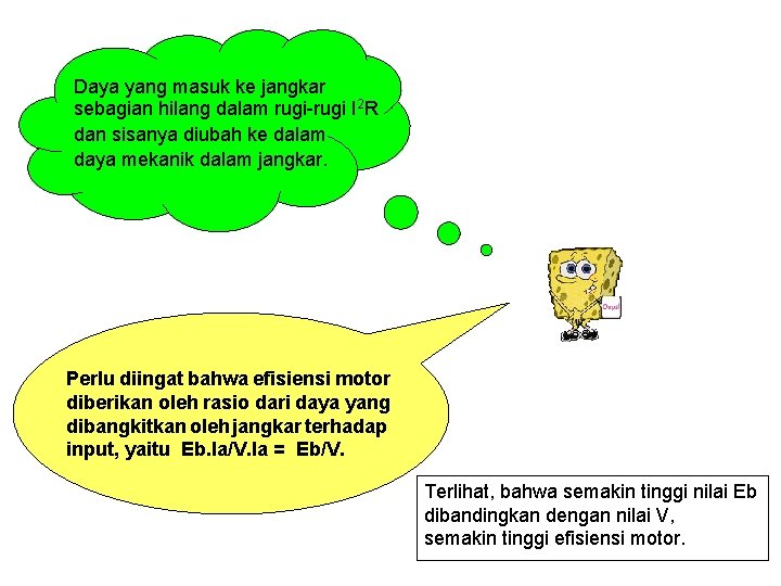 Daya yang masuk ke jangkar sebagian hilang dalam rugi-rugi I 2 R dan sisanya