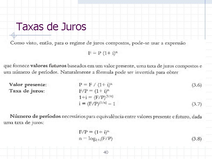 Taxas de Juros 40 