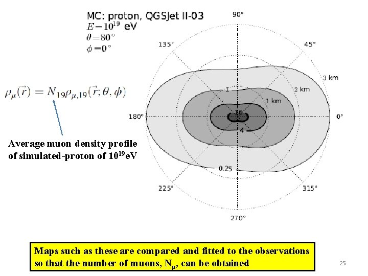 Average muon density profile of simulated-proton of 1019 e. V Maps such as these