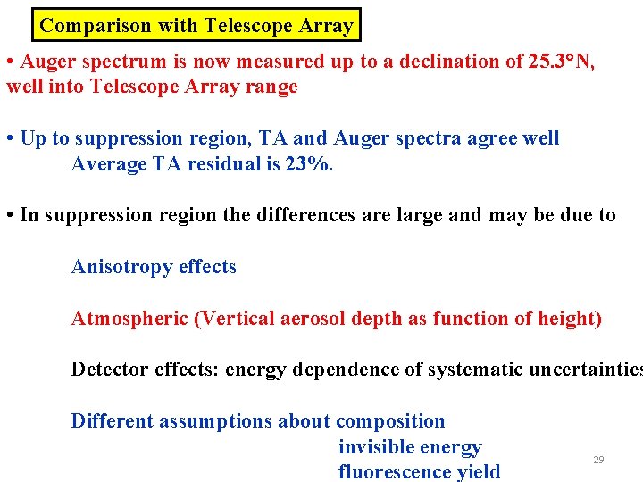Comparison with Telescope Array • Auger spectrum is now measured up to a declination