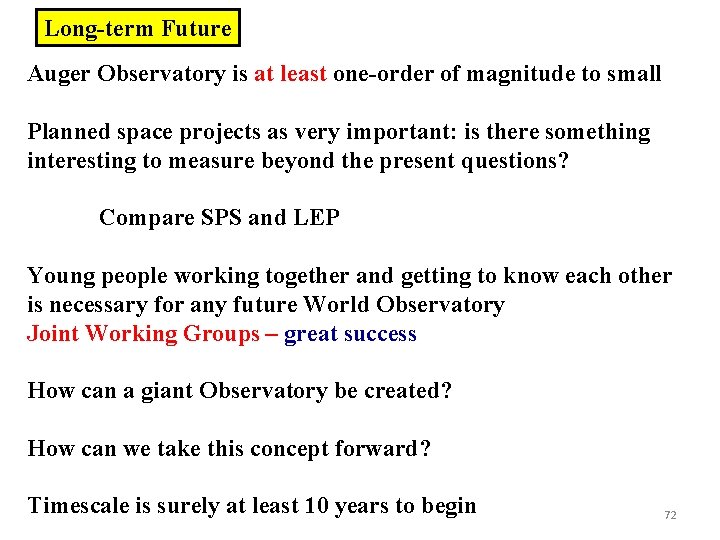Long-term Future Auger Observatory is at least one-order of magnitude to small Planned space